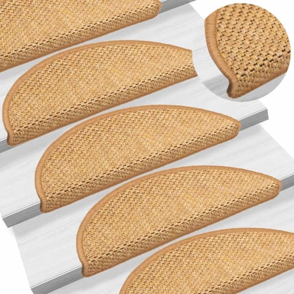 vidaXL Itsekiinnittyvät porrasmatot sisaltyyli 15 kpl 56x17x3 cm sisal