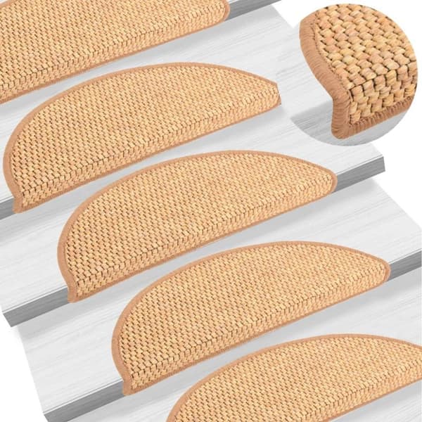vidaXL Itsekiinnittyvät porrasmatot sisaltyyli 15 kpl 56x17x3 cm sisal