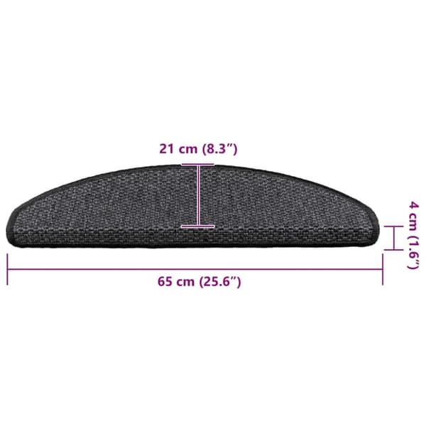 vidaXL Trappstegsmattor självhäftande sisal 15 st 65x21x4 cm antracit