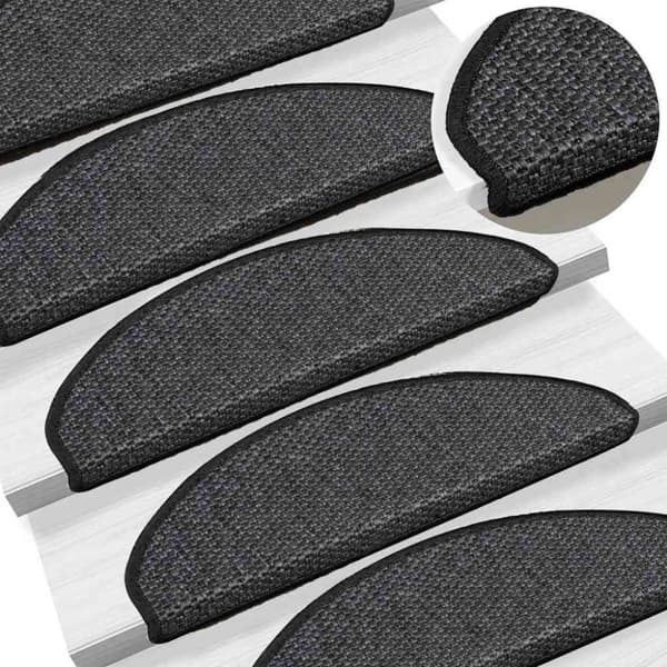 vidaXL selvklæbende trappemåtter 15 stk. 65x21x4cm sisal-look antracit