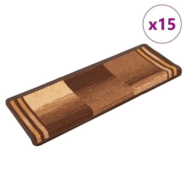 vidaXL Selvklebende trappematter 15 stk 65x21x4 cm brun