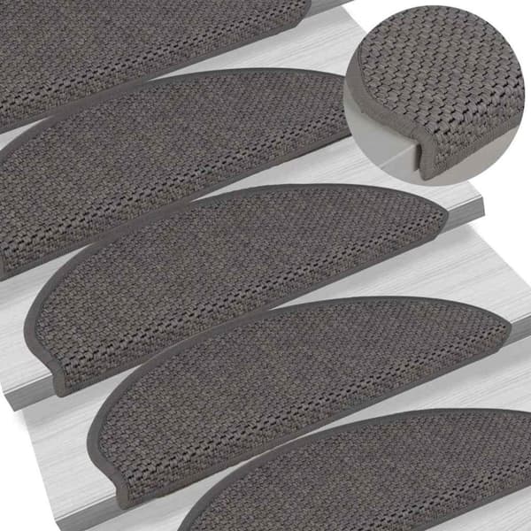vidaXL Selvklebende trappematter sisal-utseende 15 stk 65x21x4 cm sølv