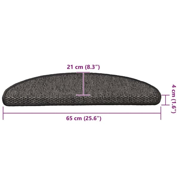 vidaXL Selvklebende trappematter sisal-utseende 15 stk 65x21x4 cm sølv