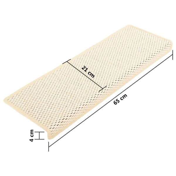vidaXL Selvklebende trappematter sisal-utseende 15stk 65x21x4 kremhvit