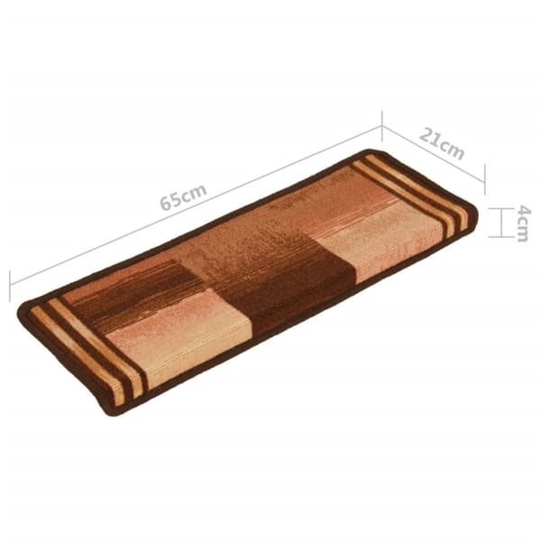 vidaXL Itsekiinnittyvät porrasmatot 15 kpl 65x21x4 cm ruskea