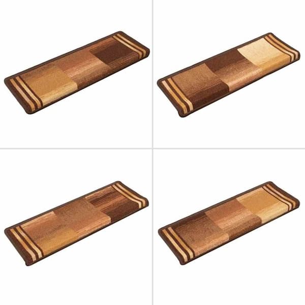 vidaXL Itsekiinnittyvät porrasmatot 15 kpl 65x21x4 cm ruskea