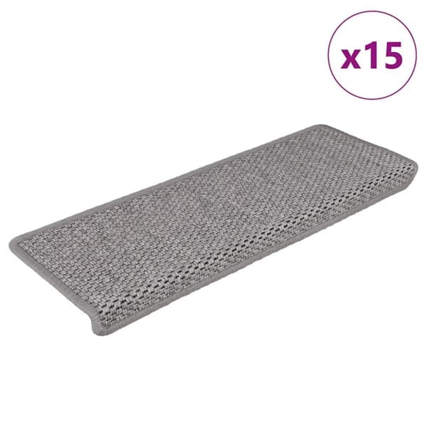 vidaXL selvklæbende trappemåtter 15 stk. 65x21x4 cm sisal-look sølv