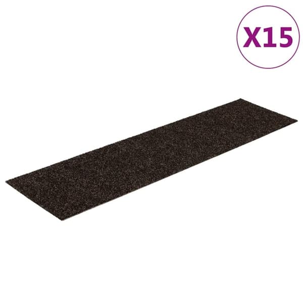 vidaXL selvklæbende trappemåtter 15 stk. 76x20 cm mørkebrun