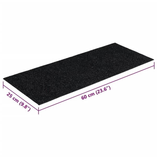 vidaXL selvklæbende trappemåtter 15 stk. 60x25 cm rektangulær sort