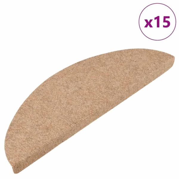 vidaXL selvklæbende trappemåtter 15 stk. 56x17x3 cm beige