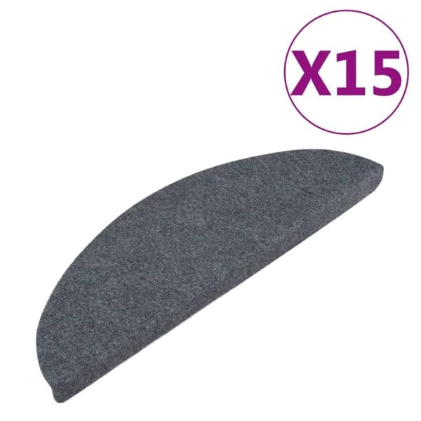 vidaXL trappemåtter 15 stk. 65x22,5x3,5 cm selvklæbende grå