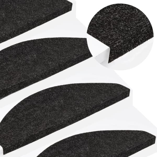 vidaXL selvklæbende trappemåtter 15 stk. 65x22,5x3,5 cm antracitgrå