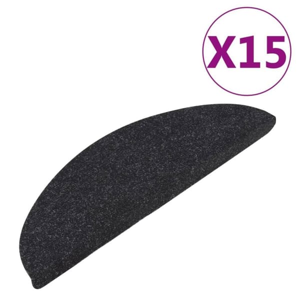 vidaXL selvklæbende trappemåtter 15 stk. 65x22,5x3,5 cm antracitgrå