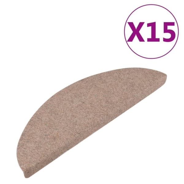 vidaXL trappemåtter 15 stk. 65x22,5x3,5 cm selvklæbende beige