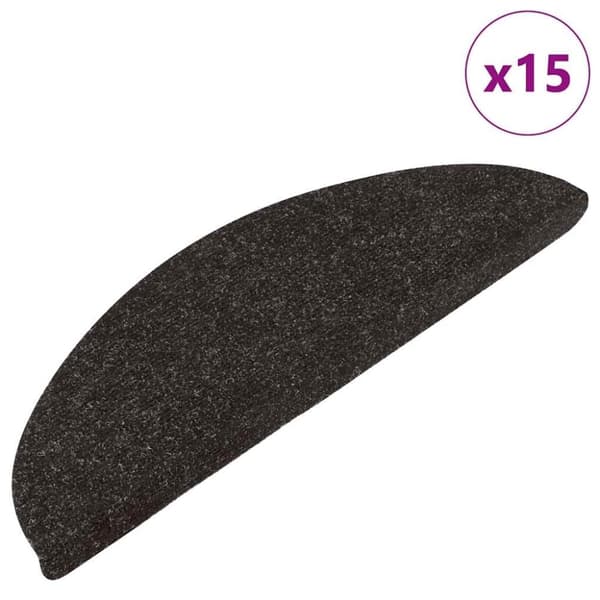 vidaXL Trappstegsmattor självhäftande 15 st 56x17x3 cm svart