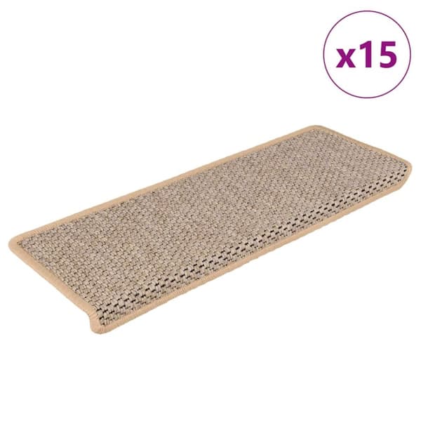 vidaXL selvklæbende trappemåtter 15stk. 65x21x4cm sisal-look lys beige