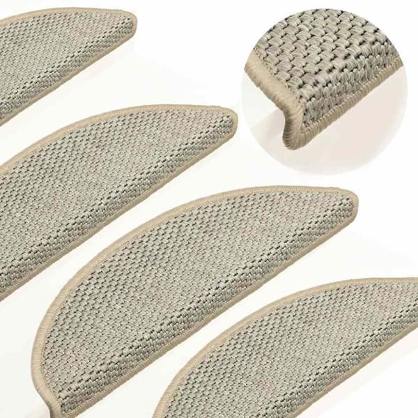 vidaXL Selvklebende trappematter sisal 15 stk 56x17x3 cm lysegrønn