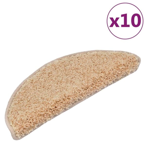vidaXL trappemåtter 10 stk. 65x21x4 cm cremefarvet