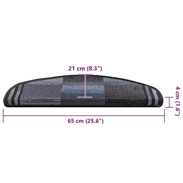 vidaXL Selvklebende trappematter 5 stk 65x21x4 cm svart og grå
