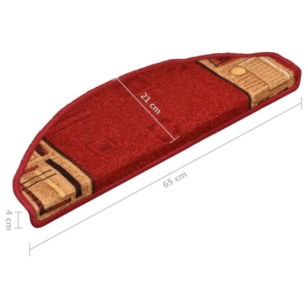 vidaXL selvklæbende trappemåtter 5 stk. 65x21x4 cm rød
