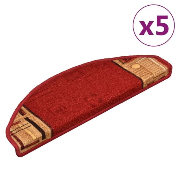 vidaXL selvklæbende trappemåtter 5 stk. 65x21x4 cm rød