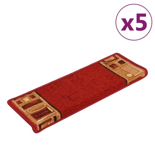 vidaXL Selvklebende trappematter 5 stk 65x21x4 cm rød