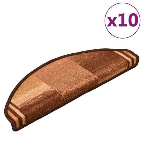 vidaXL Itsekiinnittyvät porrasmatot 10 kpl 65x21x4 cm ruskea