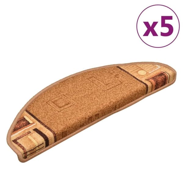vidaXL selvklæbende trappemåtter 5 stk. 65x21x4 cm beige
