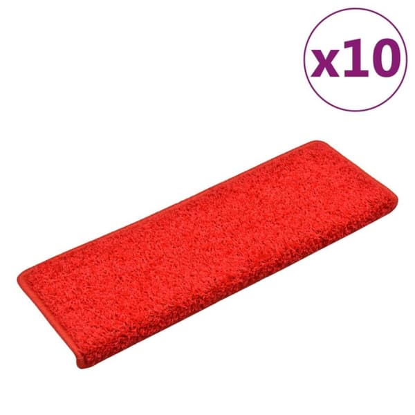 vidaXL trappemåtter 10 stk. 65x21x4 cm rød