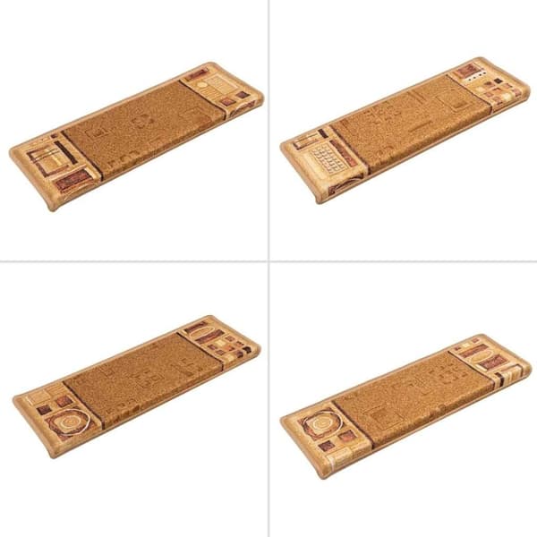 vidaXL Trappstegsmattor självhäftande 10 st 65x21x4 cm beige