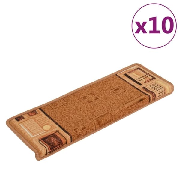 vidaXL Trappstegsmattor självhäftande 10 st 65x21x4 cm beige