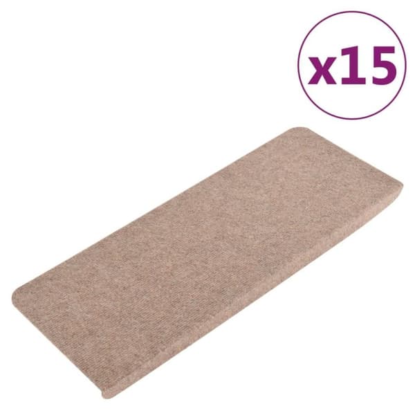 vidaXL selvklæbende trappemåtter 15 stk. 65x24,5x3,5 cm beige