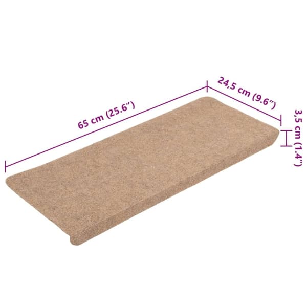 vidaXL selvklæbende trappemåtter 15 stk. 65x24,5x3,5 cm beige