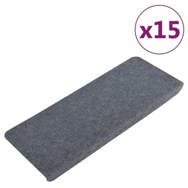 vidaXL selvklæbende trappemåtter 15 stk. 65x24,5x3,5 cm grå