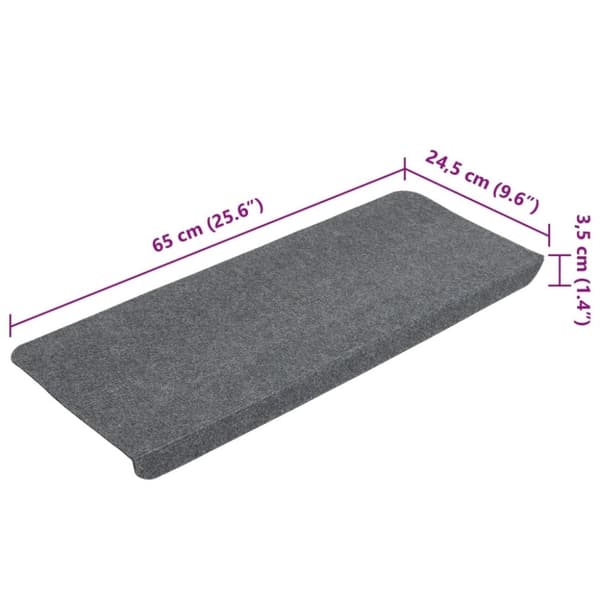 vidaXL selvklæbende trappemåtter 15 stk. 65x24,5x3,5 cm grå