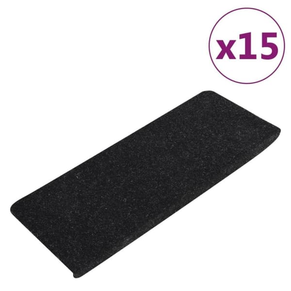 vidaXL Trappstegsmattor självhäftande 15 st 65x24,5x3,5 cm antracit