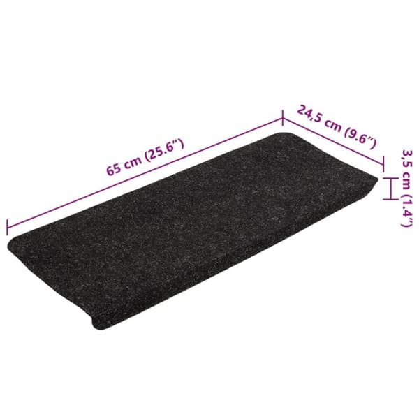 vidaXL Trappstegsmattor självhäftande 15 st 65x24,5x3,5 cm antracit