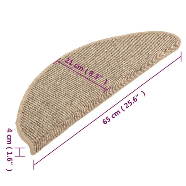 vidaXL Trappstegsmattor självhäftande 15 st mörk beige 65x21x4 cm