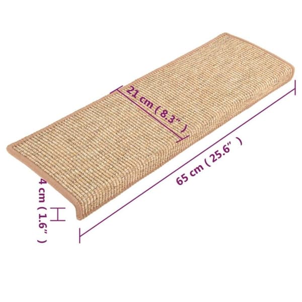 vidaXL Selvklebende trappematter 15 stk 65x21x4 cm lysebrun