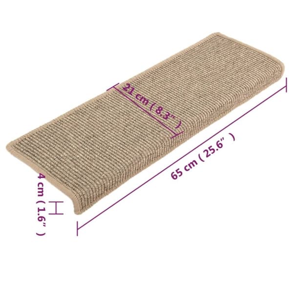 vidaXL Itsekiinnittyvät porrasmatot 15 kpl tumma beige 65x21x4 cm
