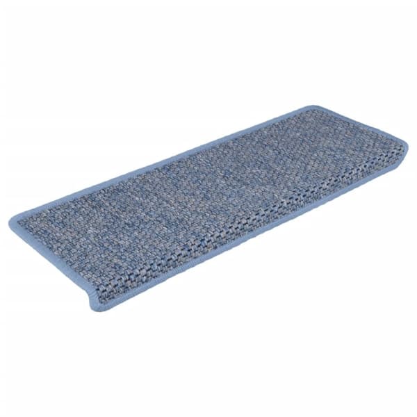 selvklæbende trappemåtter 15 stk. 65x21x4 cm sisal-look blå