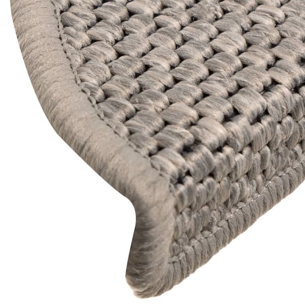 selvklæbende trappemåtter 15 stk. 56x17x3 cm sisal-look sølv