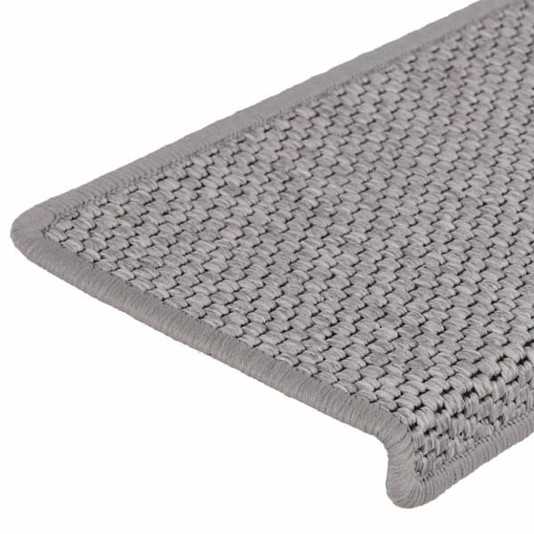 selvklæbende trappemåtter 15 stk. 65x21x4 cm sisal-look sølv