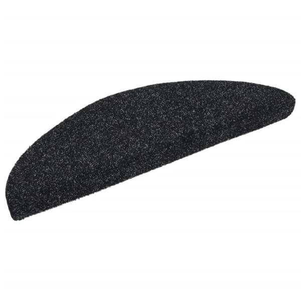 vidaXL Trappstegsmattor självhäftande 15 st brodyr 56x17x3 cm svart - Trappmattor