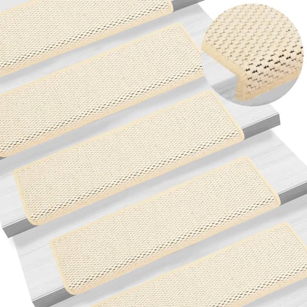 vidaXL Trappstegsmattor självhäftande sisal 15 st 65x21x4 cm naturvit -  Trappmattor