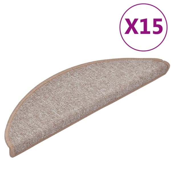 vidaXL Trappstegsmattor 15 st ljusbrun 56x17x3 cm - Trappmattor