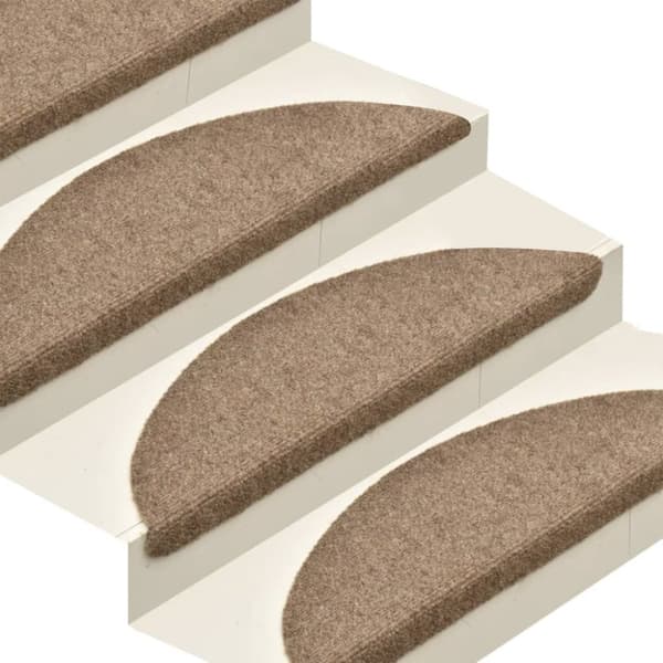 vidaXL selvklæbende trappemåtter 15 stk. 56x17x3 cm tuftet cremefarvet -  Tæpper til trappetrin