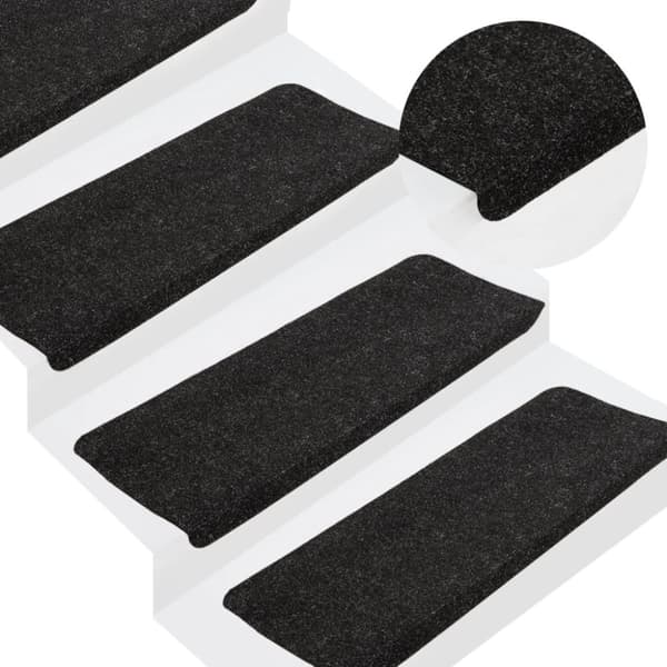 vidaXL Itsekiinnittyvät porrasmatot 15 kpl 65x24,5x3,5 cm antrasiitti -  Porrasmatot