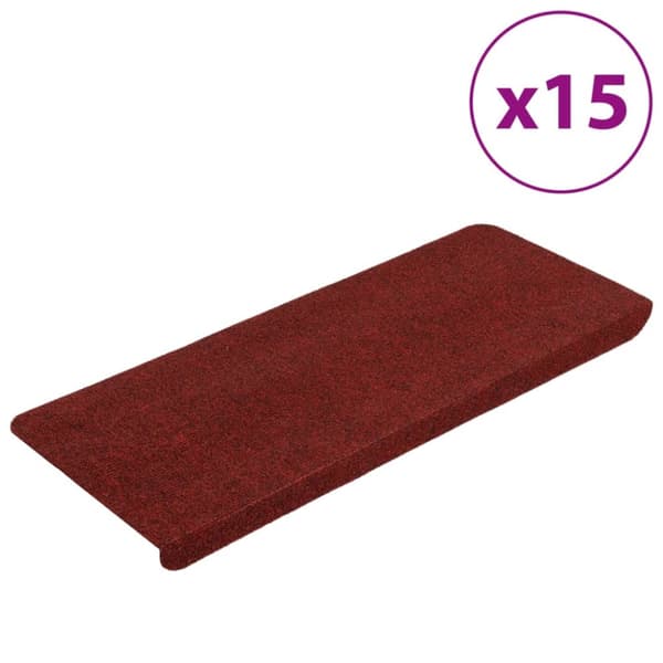 vidaXL selvklæbende trappemåtter 15 stk. 65x24,5x3,5 cm rød - Tæpper til trappetrin