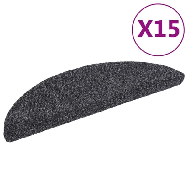 vidaXL selvklæbende trappemåtter 15 stk. nålenagle 56x17x3 cm mørkegrå -  Tæpper til trappetrin